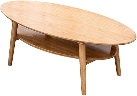 Bamboo Coffee Table With Double Storage Shelf
