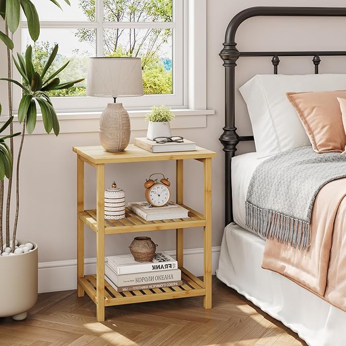 Dripex Bamboo Living Room End Table