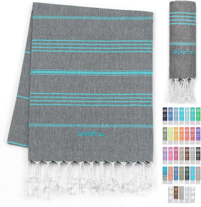 lestoff beach towel grey blue