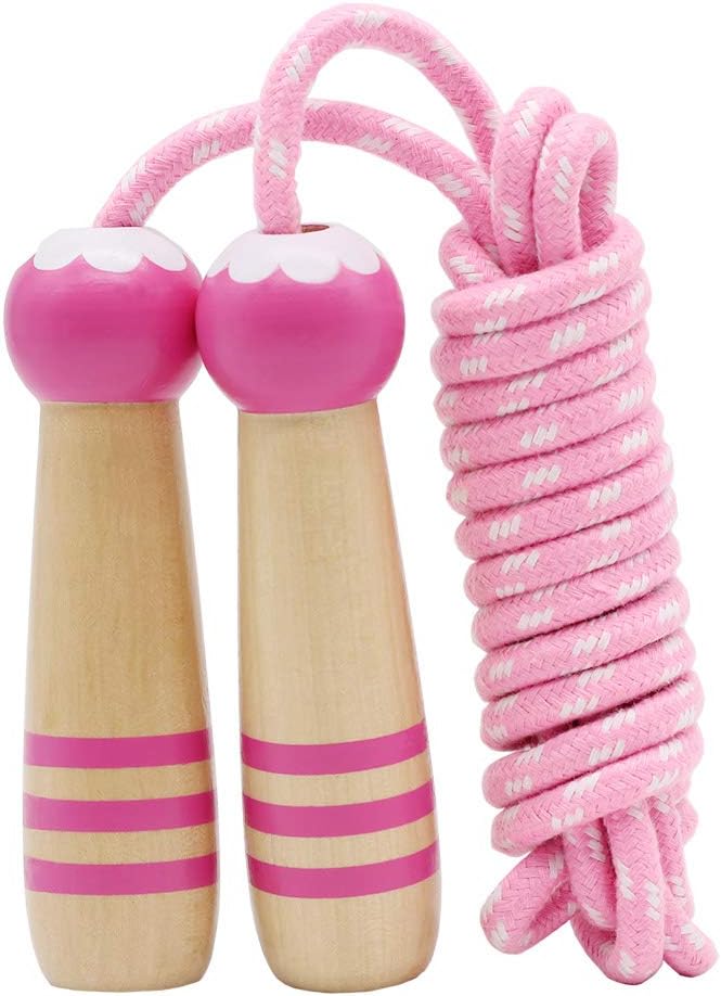 pink wooden skipping rope